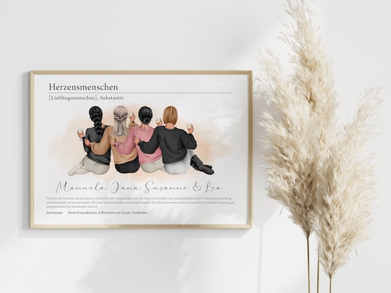 Personalized Herzensmenschen Four Best Friends Definition Poster