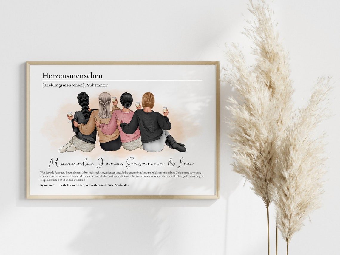 Personalized Herzensmenschen Four Best Friends Definition Poster