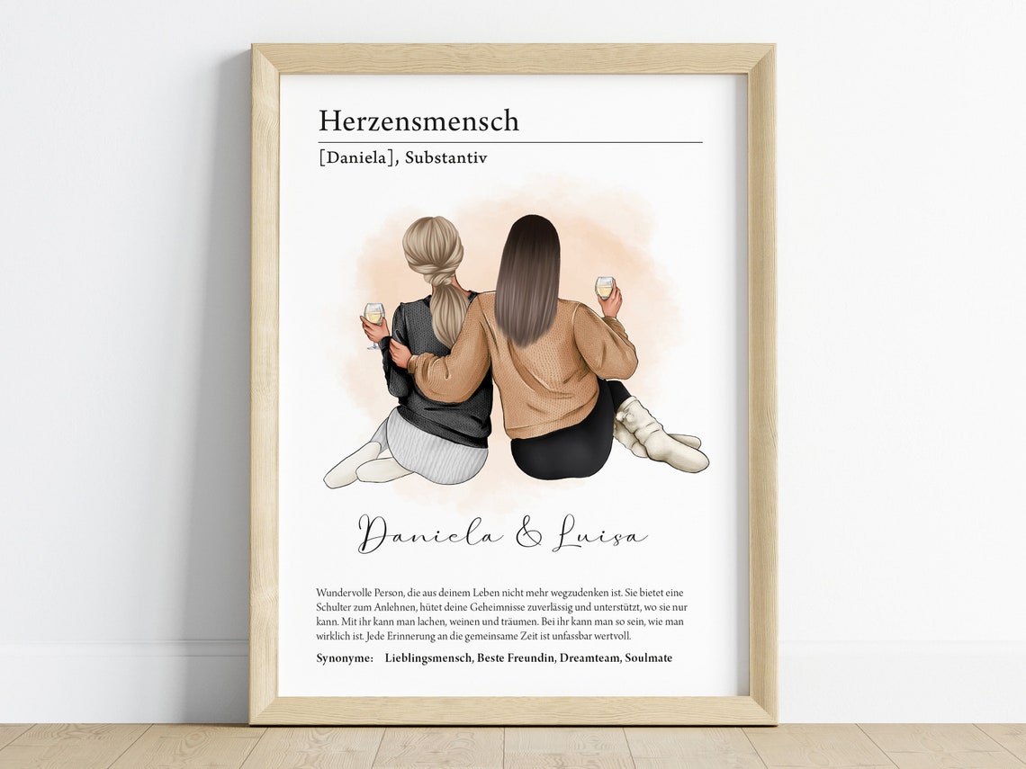 Personalized Herzensmensch German Best Friend Definition Poster - Image 2