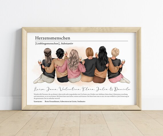 Personalized Herzensmenschen Six Best Friends Definition Poster