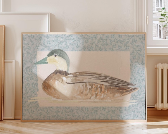 Vintage Mallard Duck Art Print, Cottagecore Nursery Decor