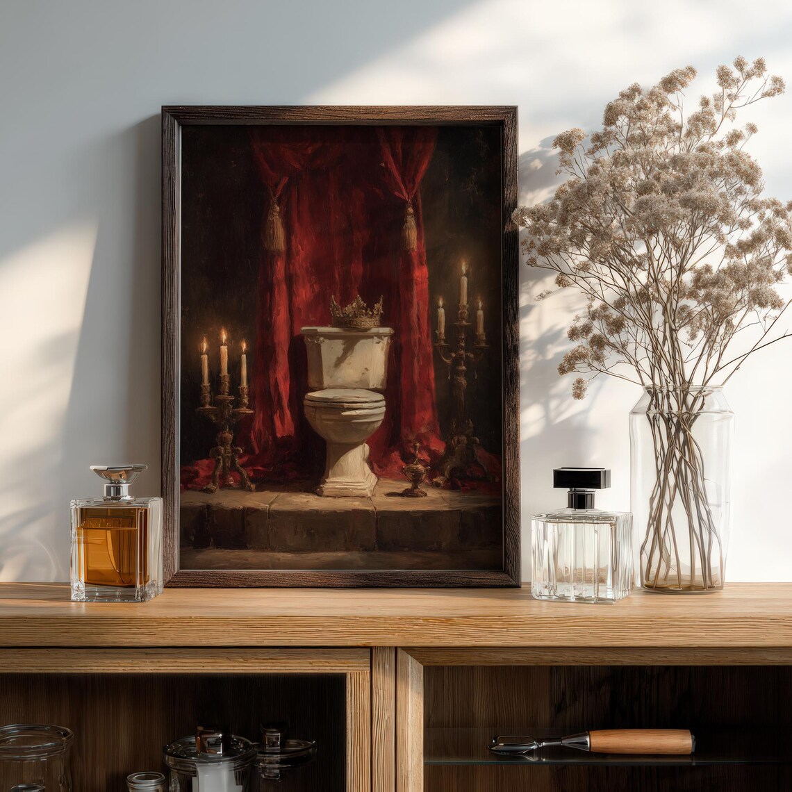 Royal Throne Toilet With Golden Crown Funny Bathroom Art Print