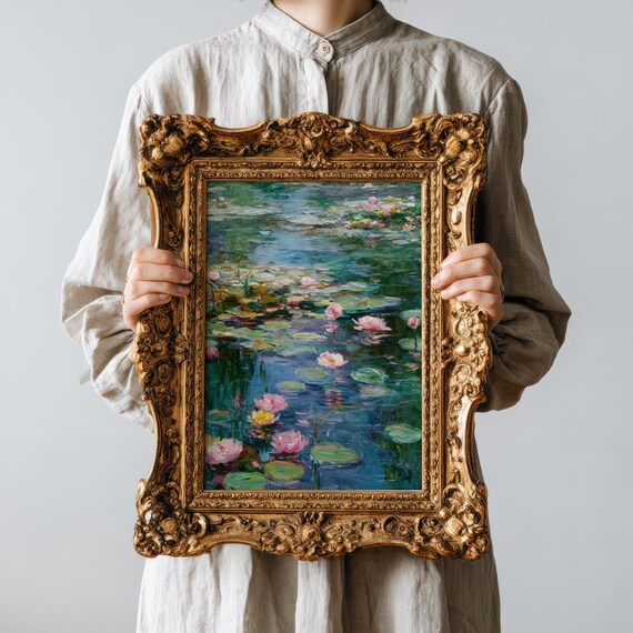 Monet Water Lilies Poster Impressionist Pond Painting Floral Art