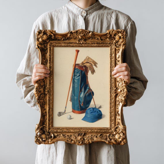 Vintage Golf Still Life Print Edwardian Sports Art