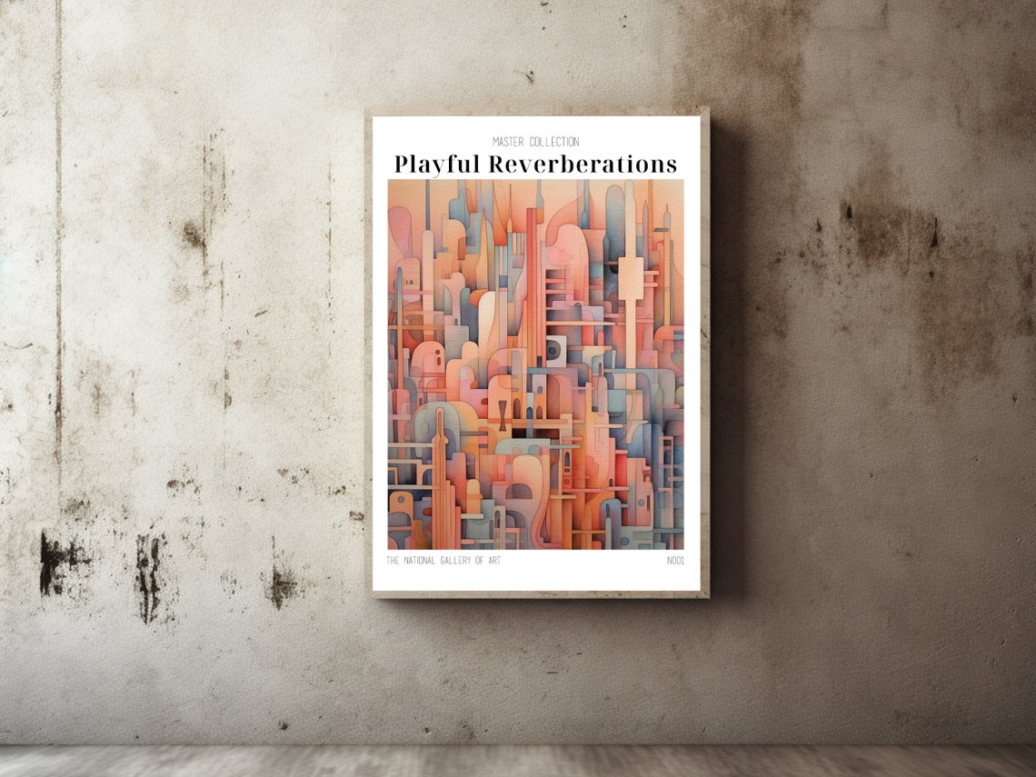 Playful Reverberations Whimsical Towers Pink Abstract Poster - Image 2