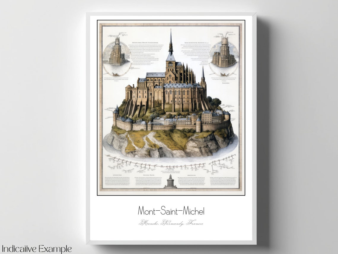 Mont Saint Michel Normandy France Architectural Study Art Poster - Image 4