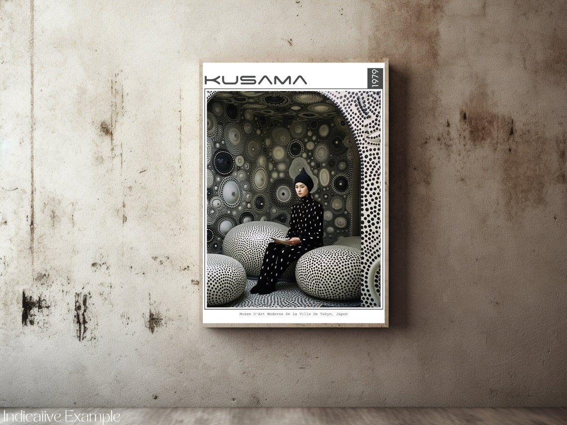 Kusama 1979 Black White Dot Room Portrait Exhibition Art Poster - Image 2