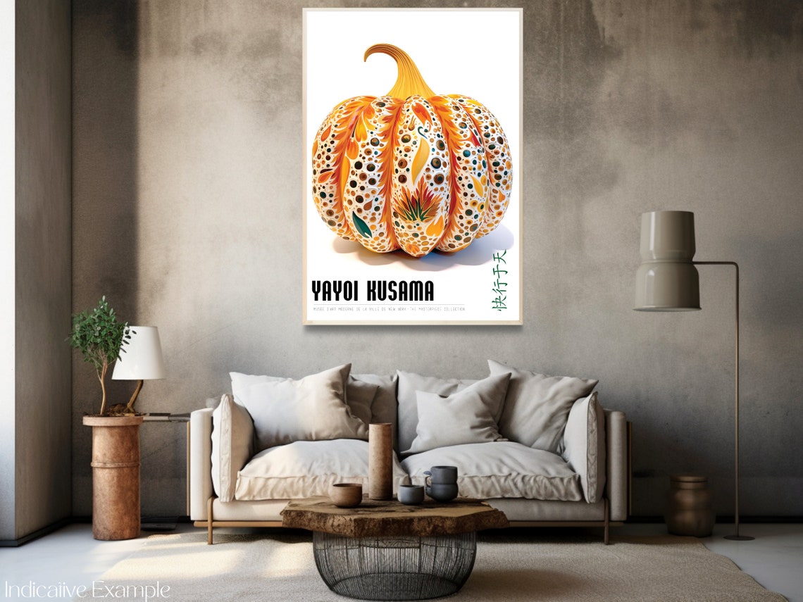 Yayoi Kusama White Pumpkin Warm Polka Dot Pattern Studio Art Poster - Image 3