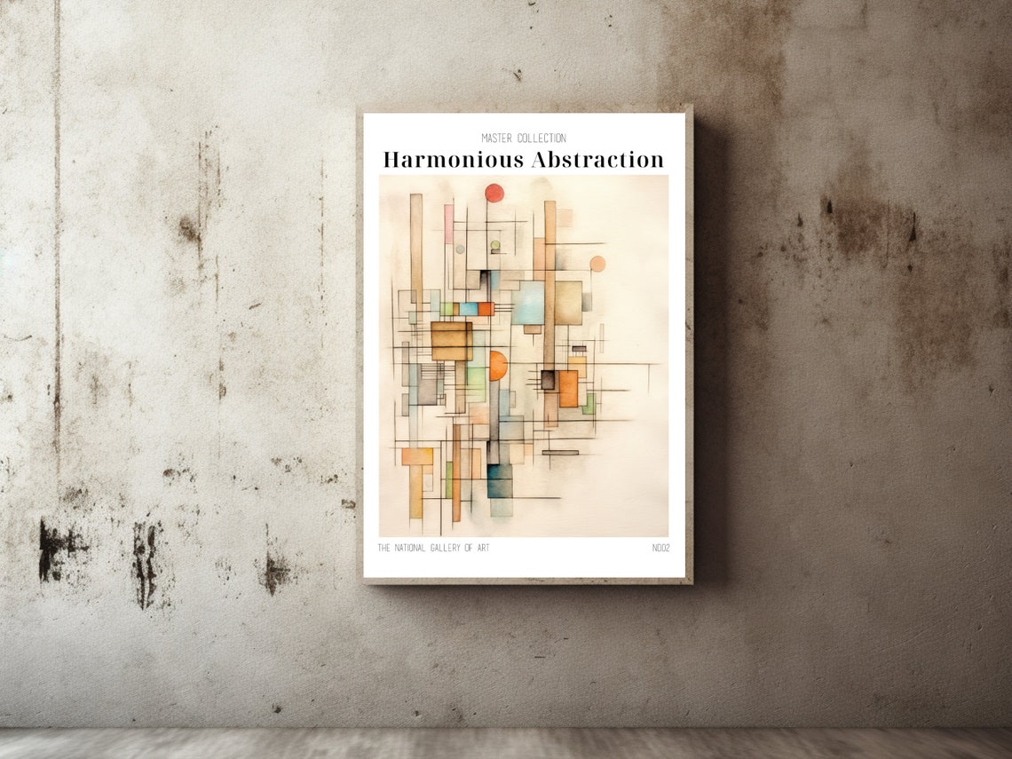 Harmonious Abstraction Beige Line Geometric Minimal Art Poster - Image 2