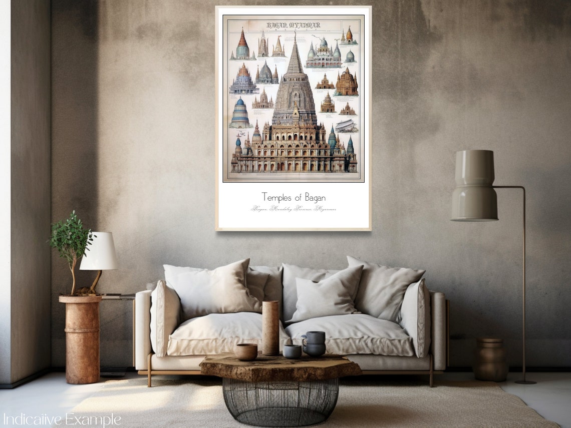 Temples of Bagan Myanmar Architectural Study Vintage Art Poster - Image 3