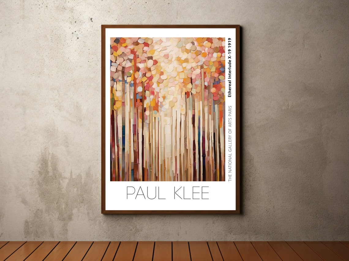 Paul Klee Inspired Shimmering Autumn Forest Gold Pink Poster