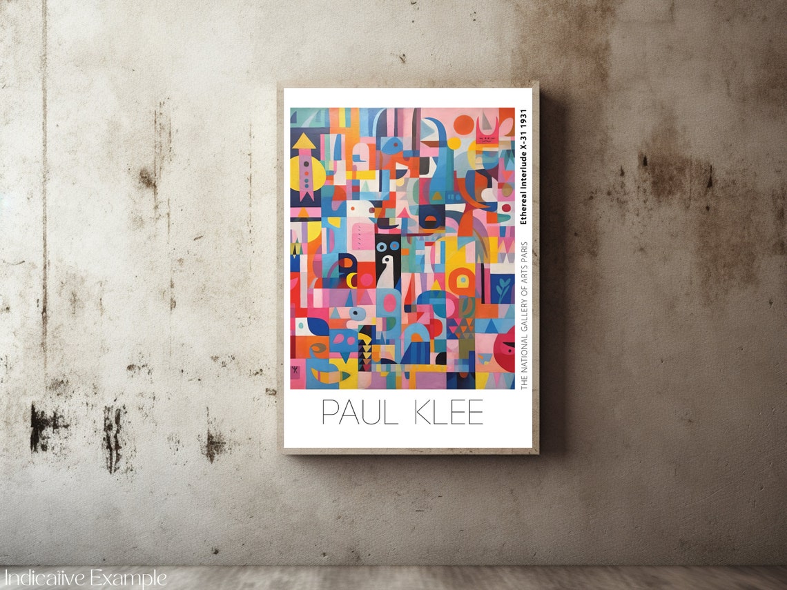 Paul Klee Inspired Vibrant Pink Blue Mosaic Playful Art Poster - Image 2
