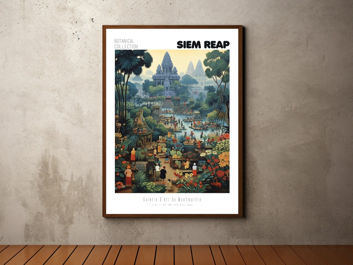 Siem Reap Botanical Collection Jungle Temple River Market Poster