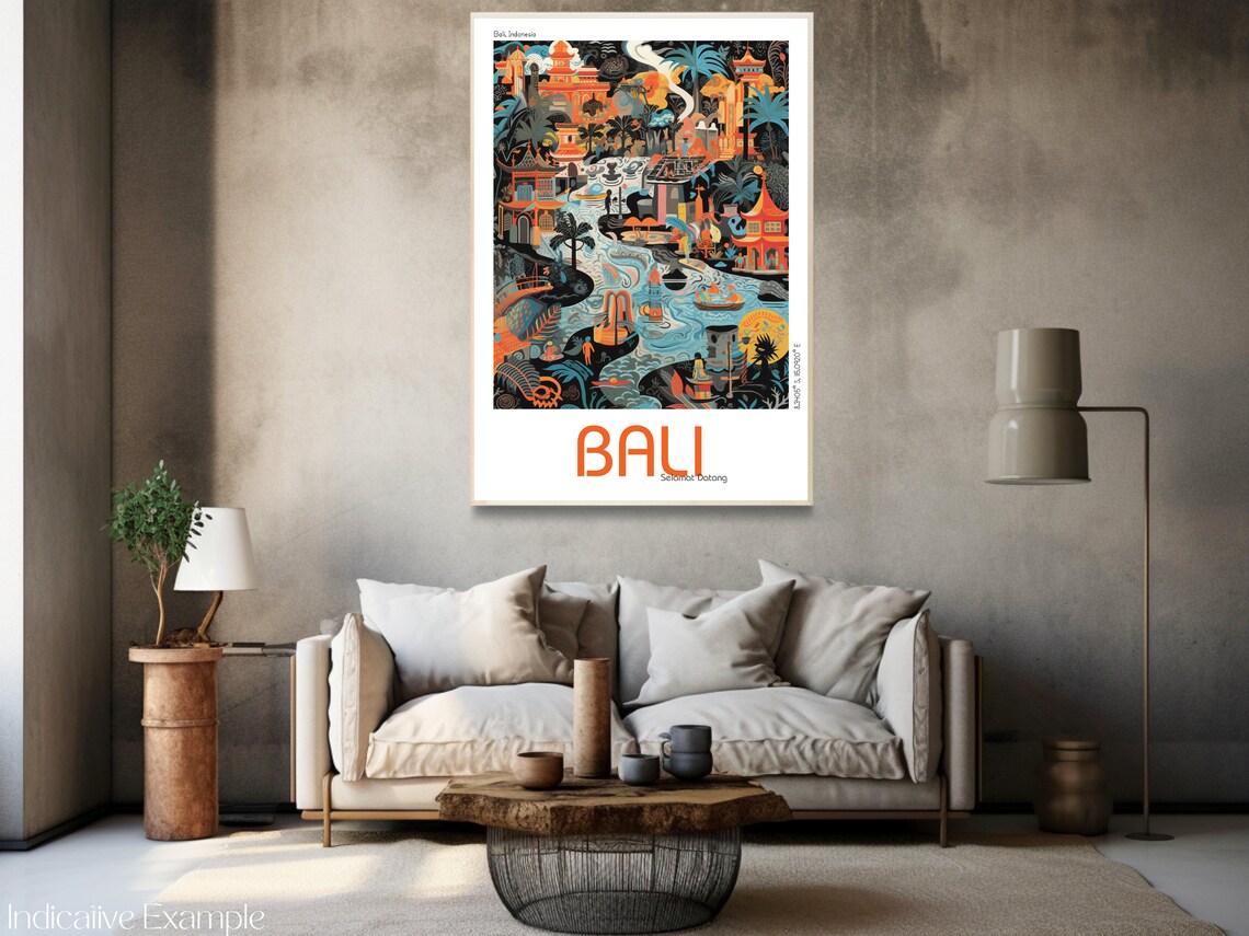 Bali Indonesia Temple Jungle Modern Illustrated Travel Poster - Image 3