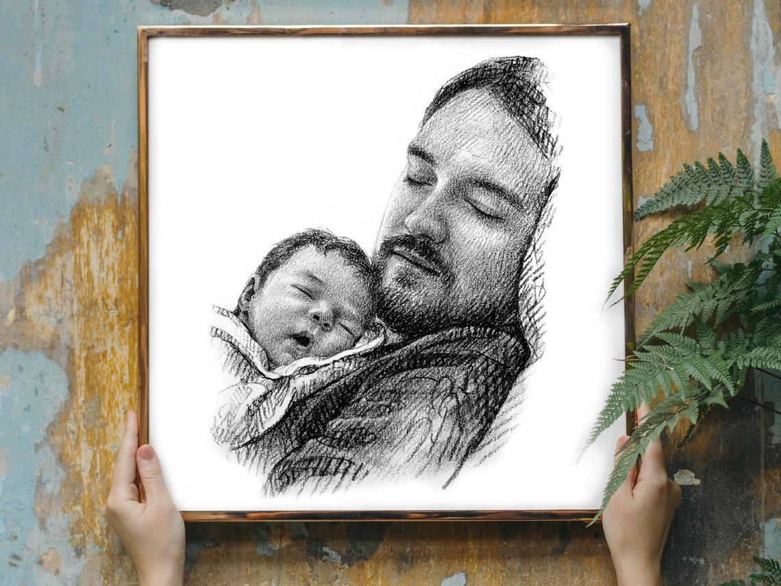 Four Happy Siblings Custom Charcoal Family Portrait Sketch Print - Image 4