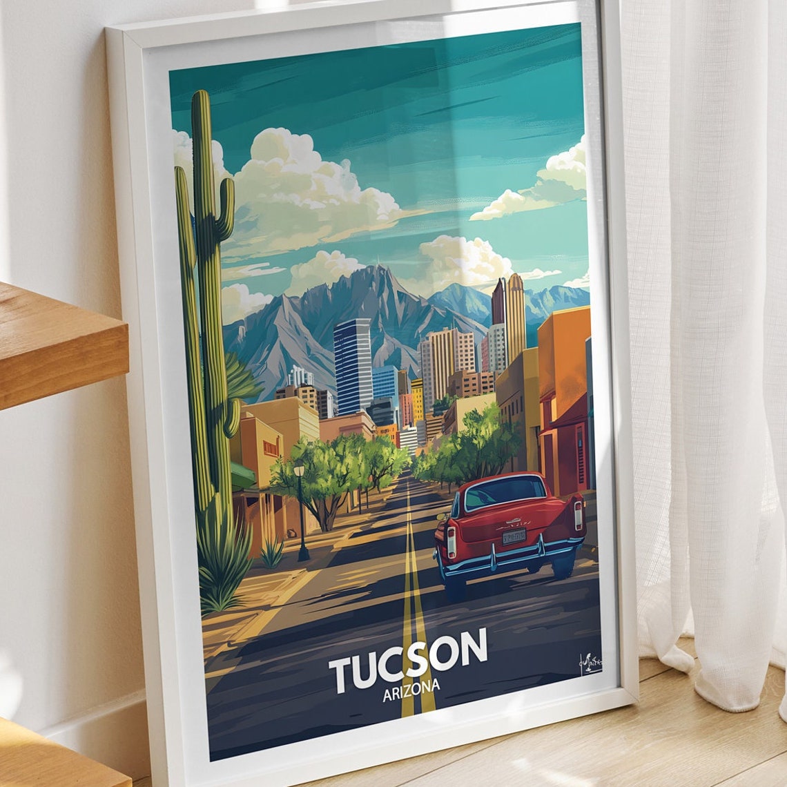 Tucson Travel Print Arizona Tucson Travel Poster Arizona Travel Poster Arizona Cityscape Wall Art Unique City Decor