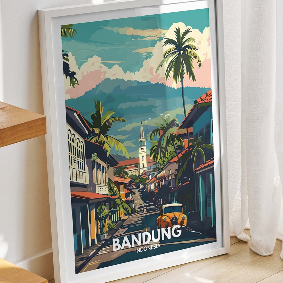 Bandung Print Indonesia Bandung Travel Poster Indonesia Travel Poster Indonesia Cityscape Wall Unique City Decor