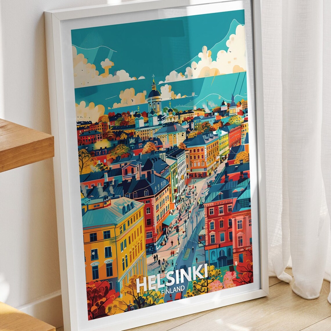 Helsinki Travel Poster, Finland Cityscape Art Print