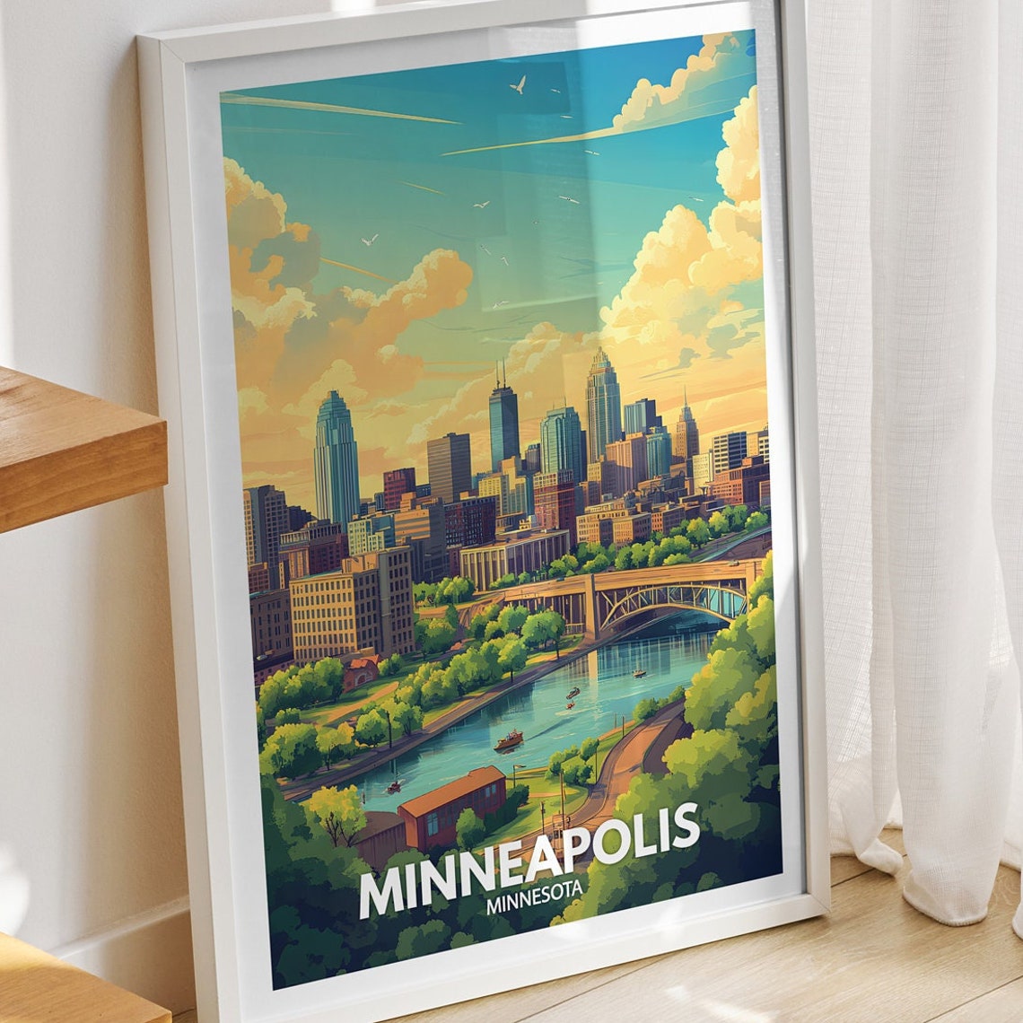 Minneapolis Travel Print Minnesota Minneapolis Travel Poster Minnesota Travel Poster Minnesota Cityscape Wall Art Unique City Decor