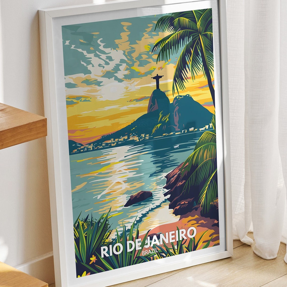 Rio De Janeiro Travel Print Brazil Rio De Janeiro Travel Poster Brazil Travel Poster Brazil Cityscape Wall Art Unique City Decor