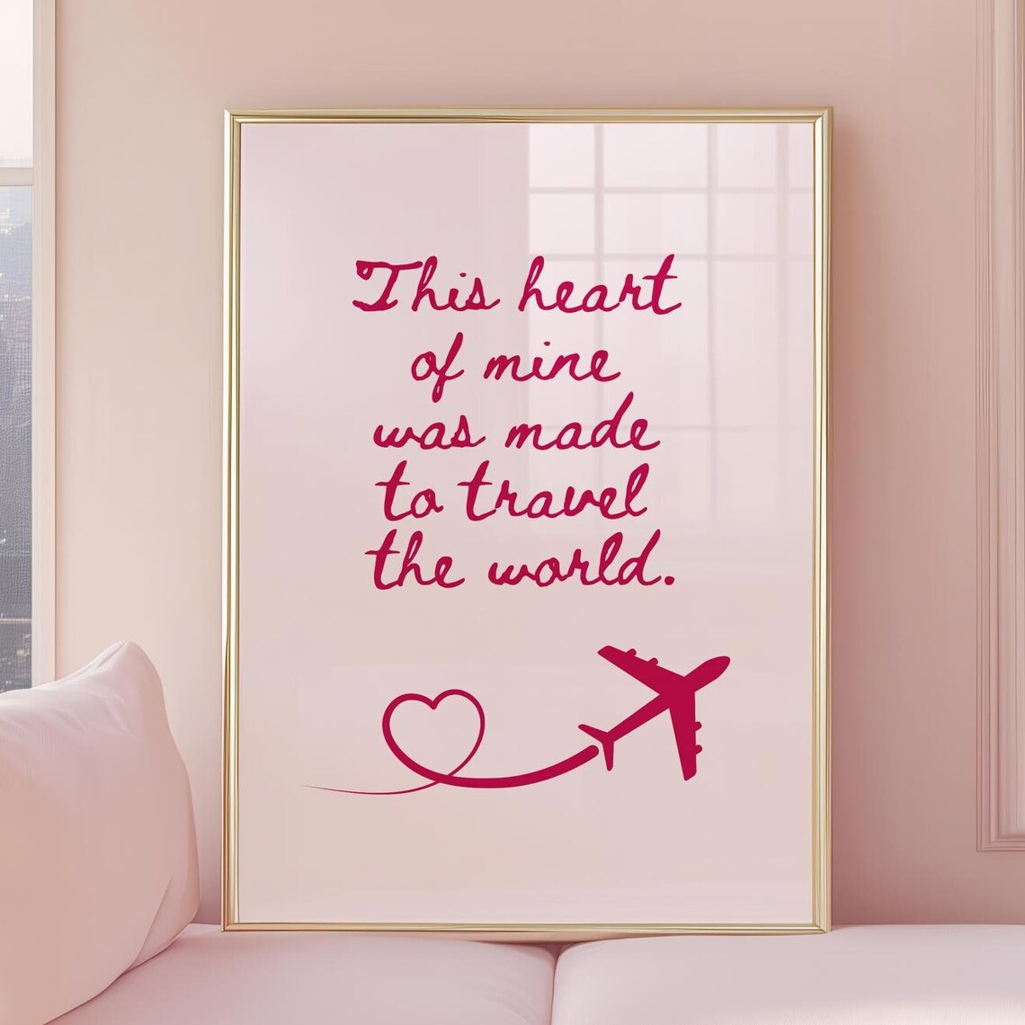 Travel The World Poster, Wanderlust Girl Quote