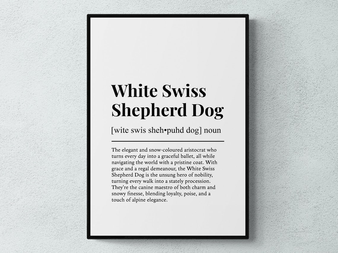 White Swiss Shepherd Funny Definition Dictionary Minimalist Dog Print
