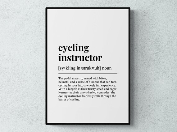 Cycling Instructor Funny Definition Job Work Gift Wall Art Print