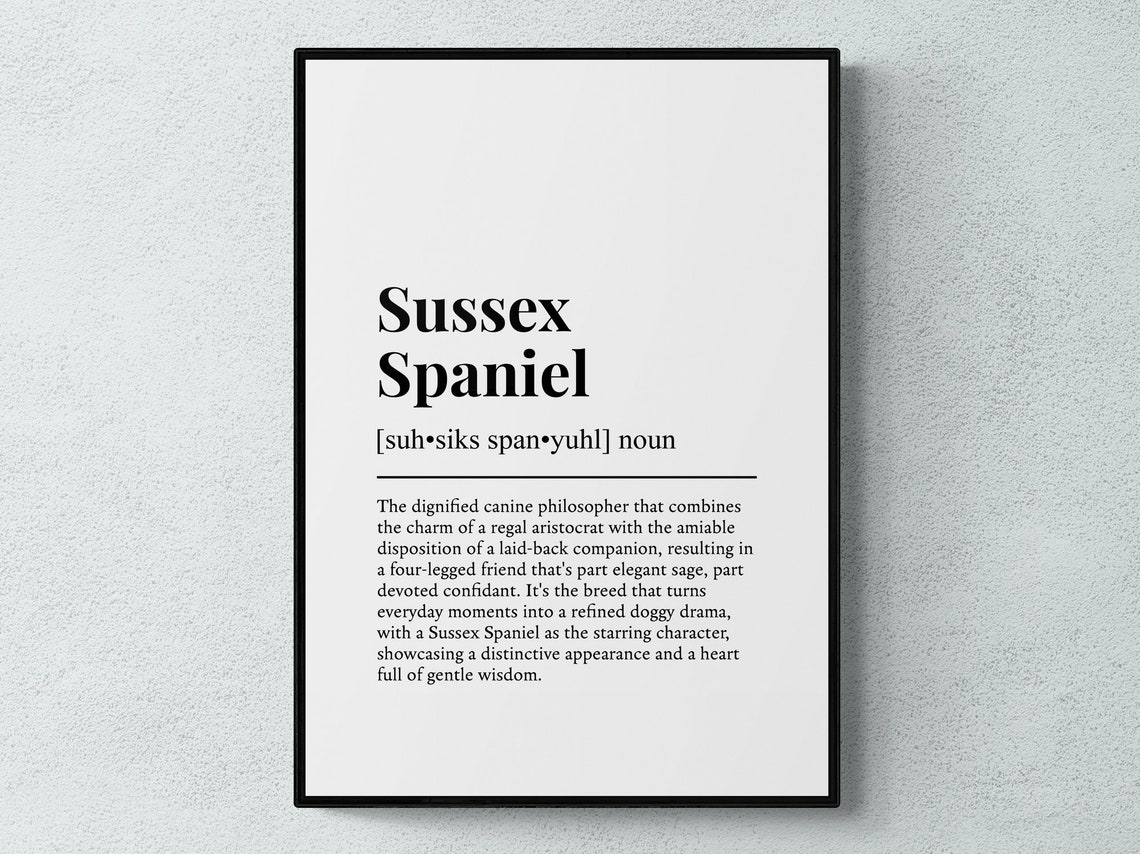 Sussex Spaniel Dog Dictionary Definition Black White Humor Poster