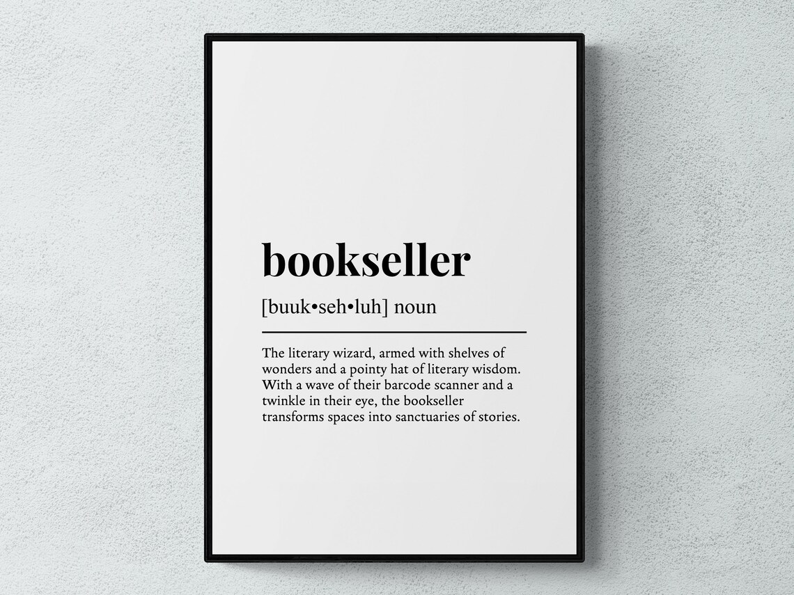 Bookseller Funny Definition Job Work Gift Wall Art Print