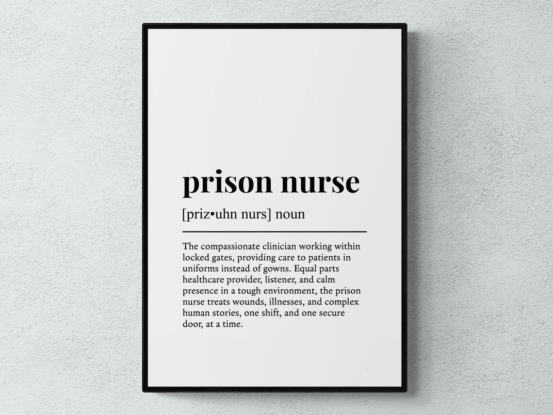 Prison Nurse Funny Definition Job Work Gift Wall Art Print