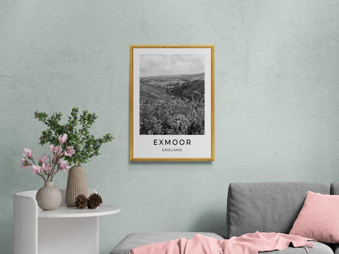Exmoor England Patchwork Fields Wooded Combe Heather Hillside Poster - Image 2