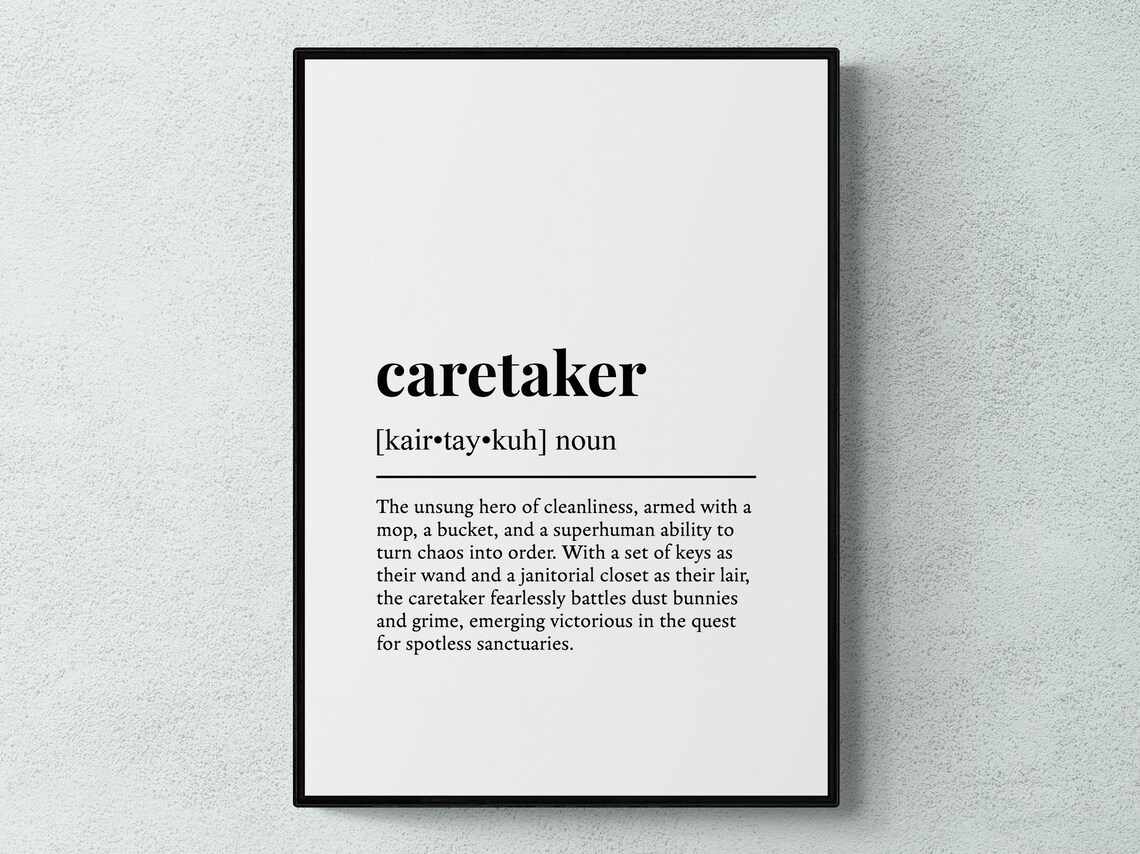 Caretaker Funny Definition Typography Art Print