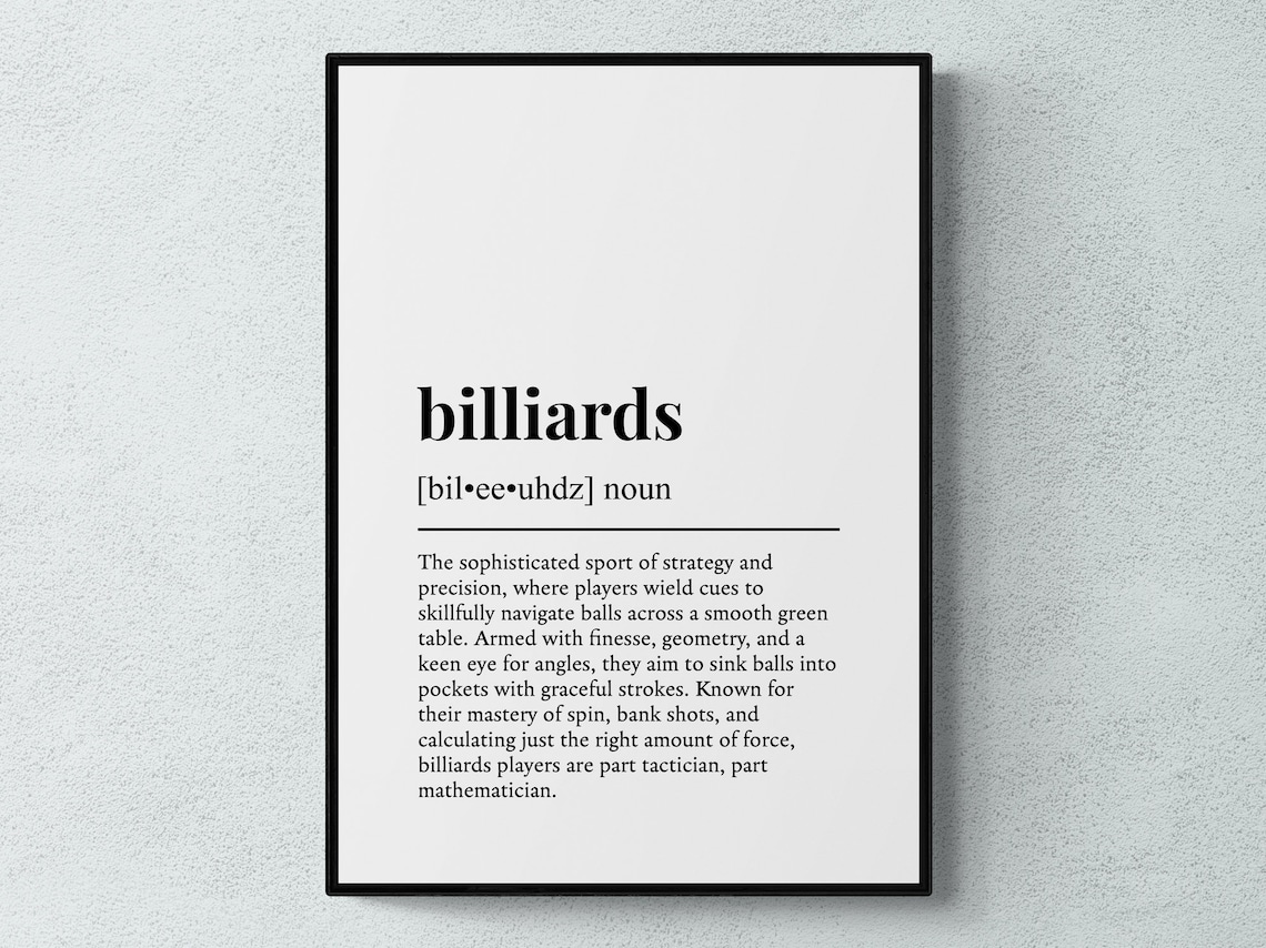 Billiards Funny Definition Hobby Gift Wall Art Print