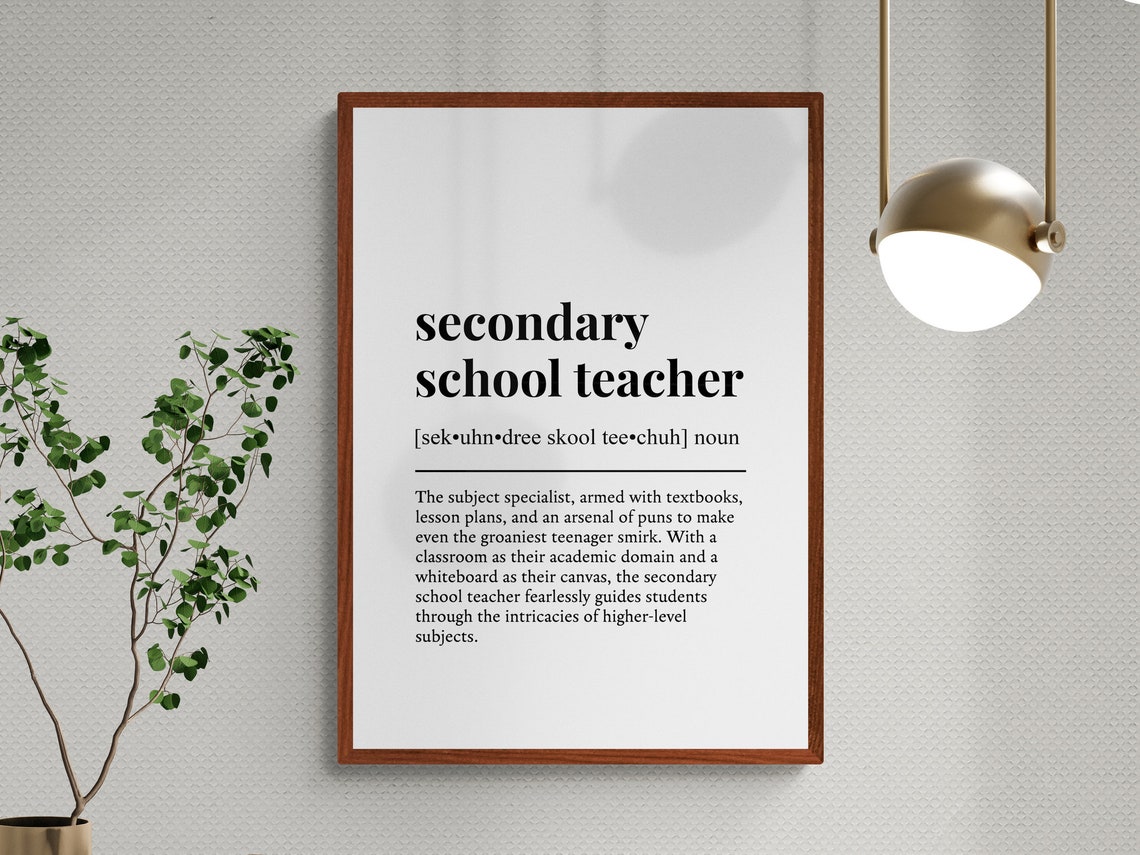 Secondary School Teacher Funny Dictionary Definition Print Gift - Image 3