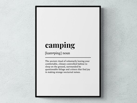 Camping Funny Definition Hobby Gift Wall Art Print