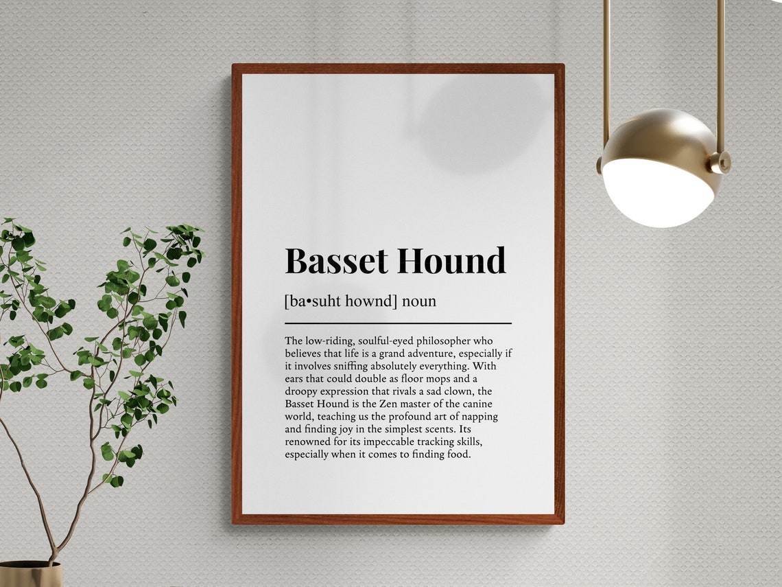 Basset Hound Funny Definition Minimalist Dictionary Word Art Poster - Image 3