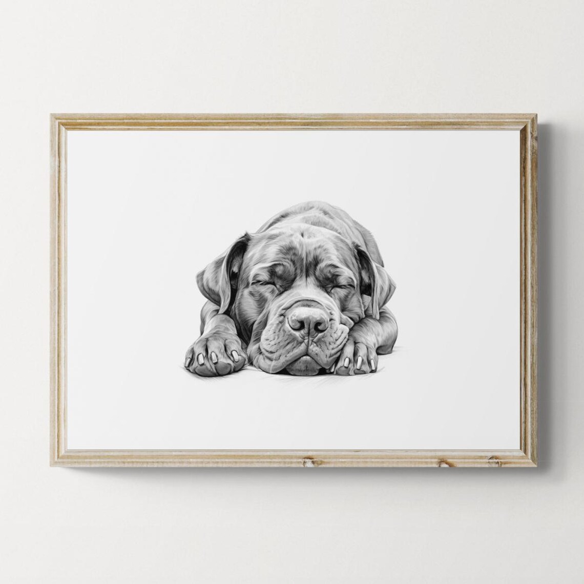 Sleeping Cane Corso Vintage Dog Sketch Art Print