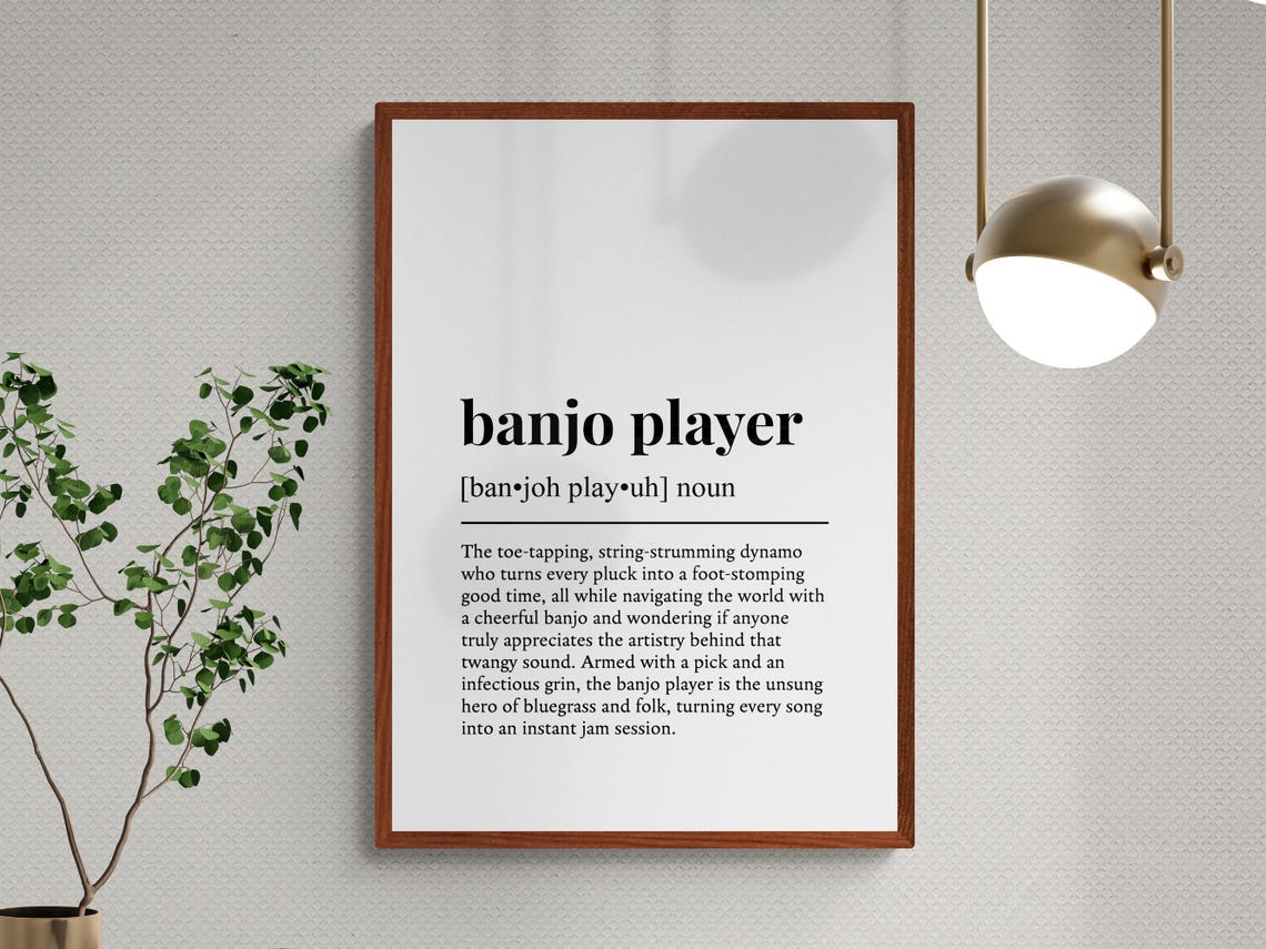 Banjo Player Funny Dictionary Definition Bluegrass Music Wall Art Gift - Image 3