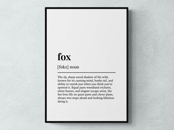 Fox Funny Definition Gift Wall Art Print