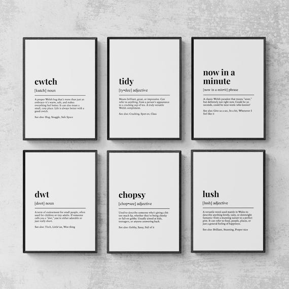 Welsh Dialect Funny Definitions, Set of 6 Prints