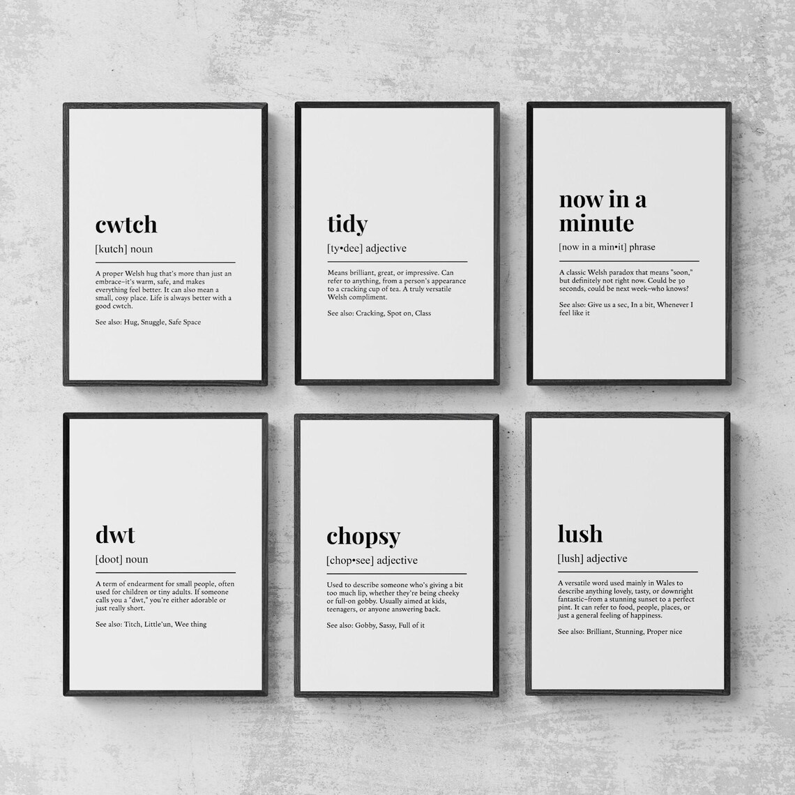 Welsh Dialect Funny Definitions, Set of 6 Prints