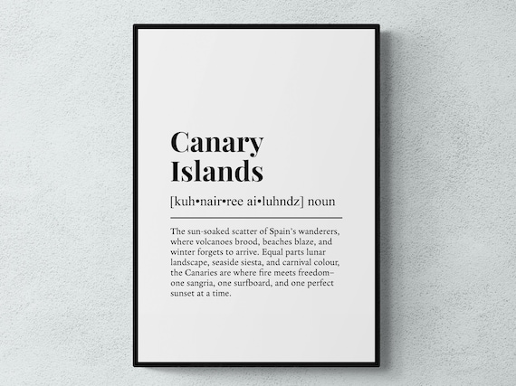 Canary Islands Definition Poster Spain Volcano Beach Dictionary Art