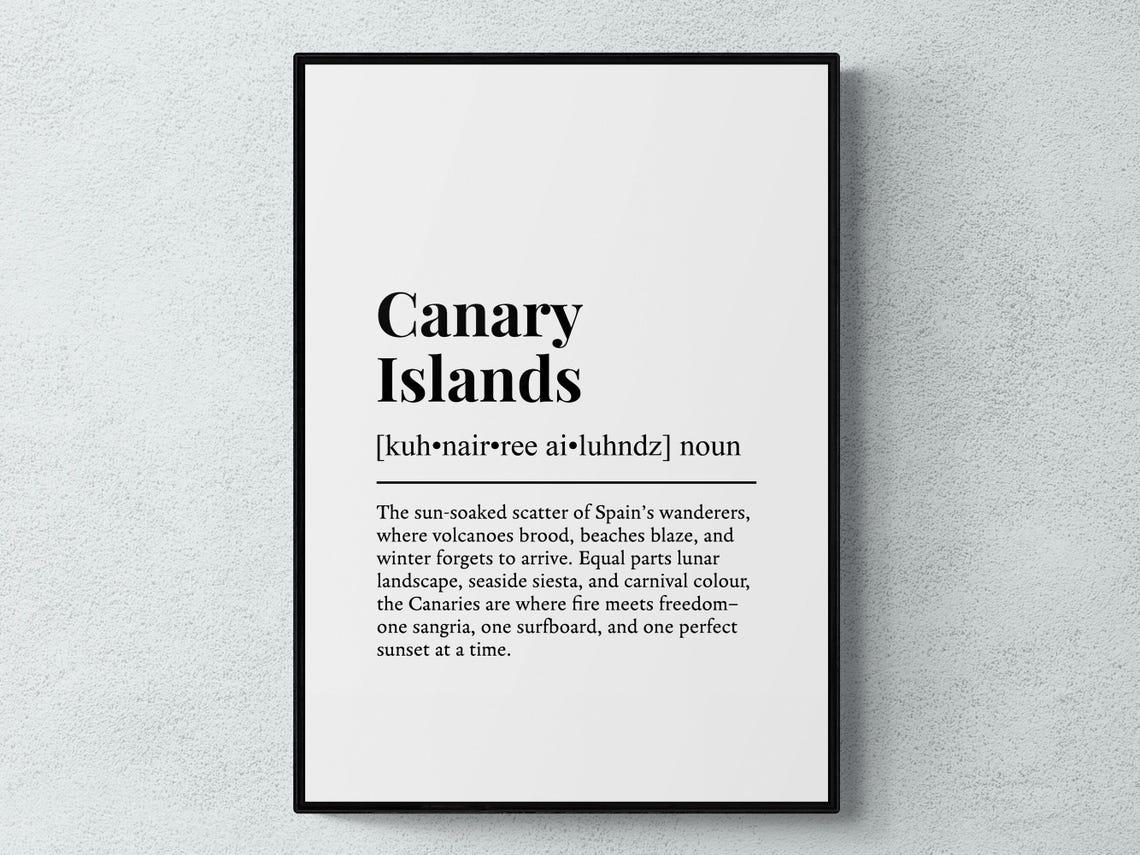 Canary Islands Definition Poster Spain Volcano Beach Dictionary Art