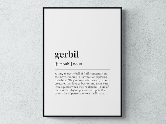 Gerbil Funny Definition Pet Gift Wall Art Print
