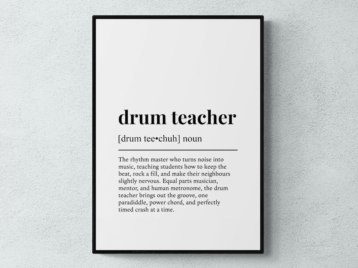 Drum Teacher Funny Definition Drummer Dictionary Art Typography Gift Poster