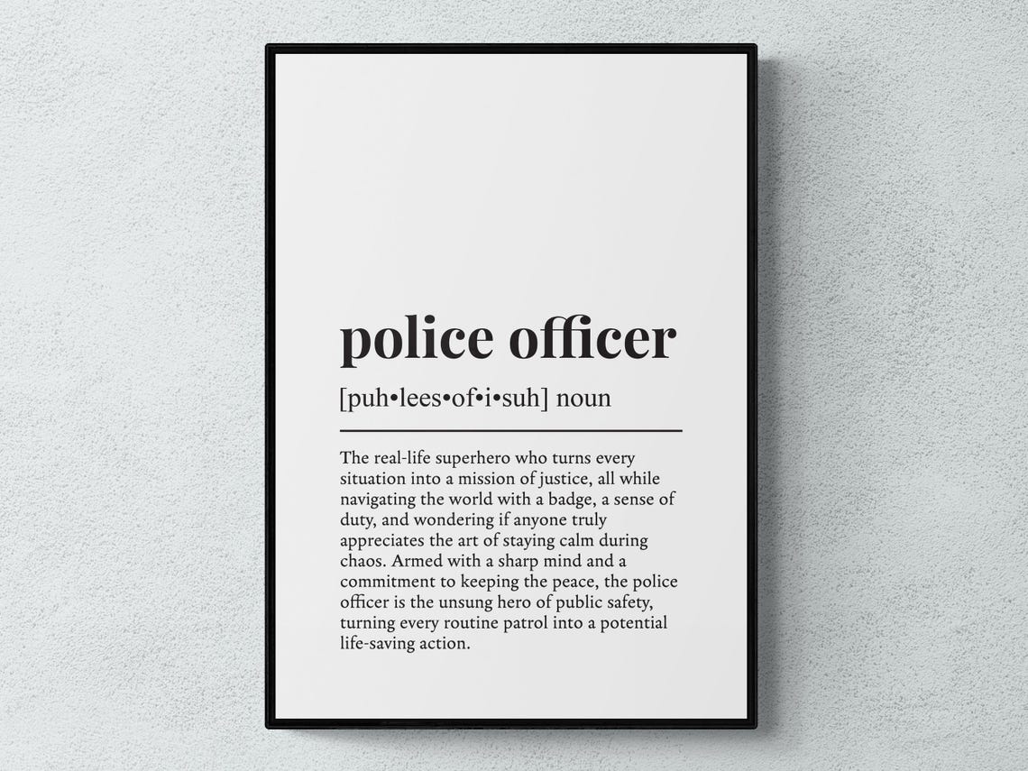 Police Officer Funny Definition Dictionary Style Wall Art Gift