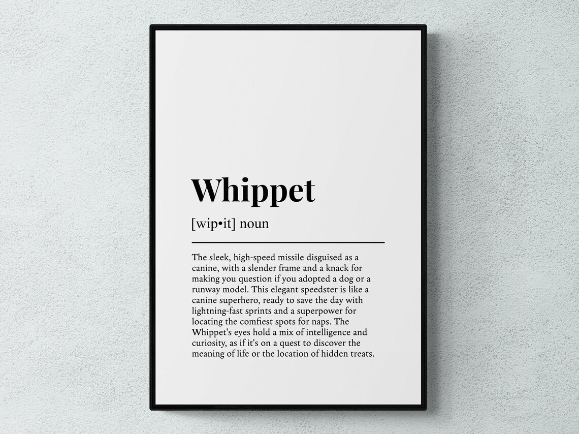 Whippet Funny Definition Art Print, Dog Humor