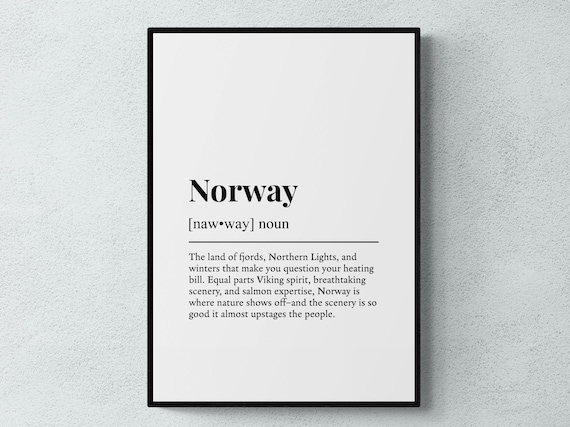 Norway Dictionary Definition Funny Travel Scandinavia Wall Art