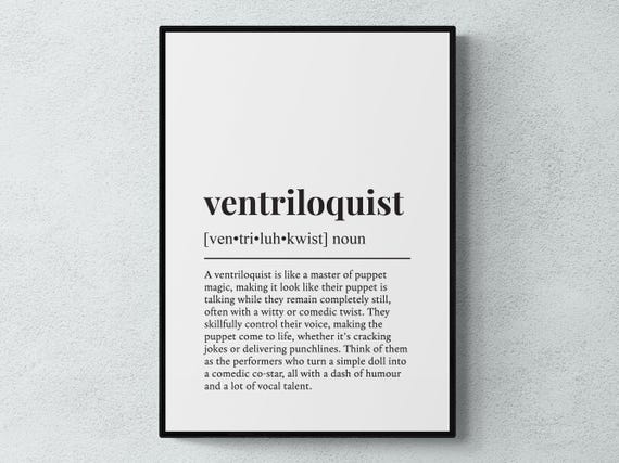 Ventriloquist Funny Definition Job Work Gift Wall Art Print