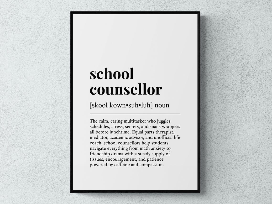 School Counsellor Funny Definition Job Work Gift Wall Art Print